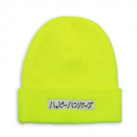 標誌刺繡針織帽【霓虹黃】